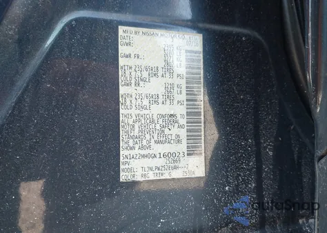 2016 Nissan Murano S из США, поврежденный, VIN 5N1AZ2MH0GN160023